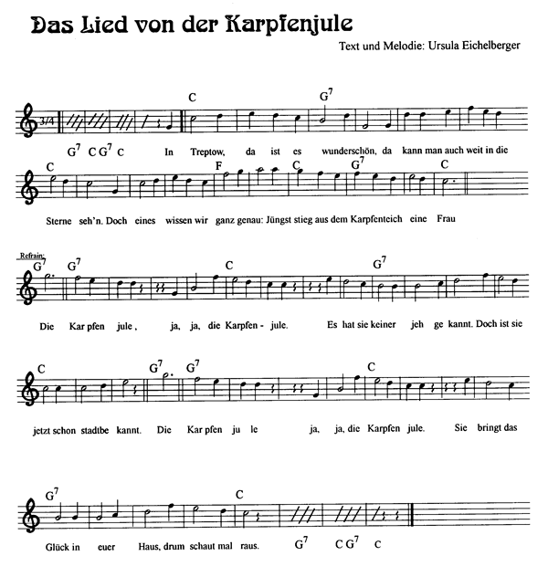 Noten zum Karpfenjulelied